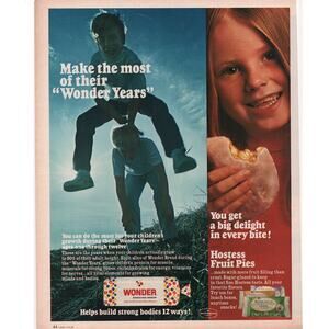 Wonder Bread / Hostess Fruit Pie Magazine Advertisement 1969 Vintage Kids Snack